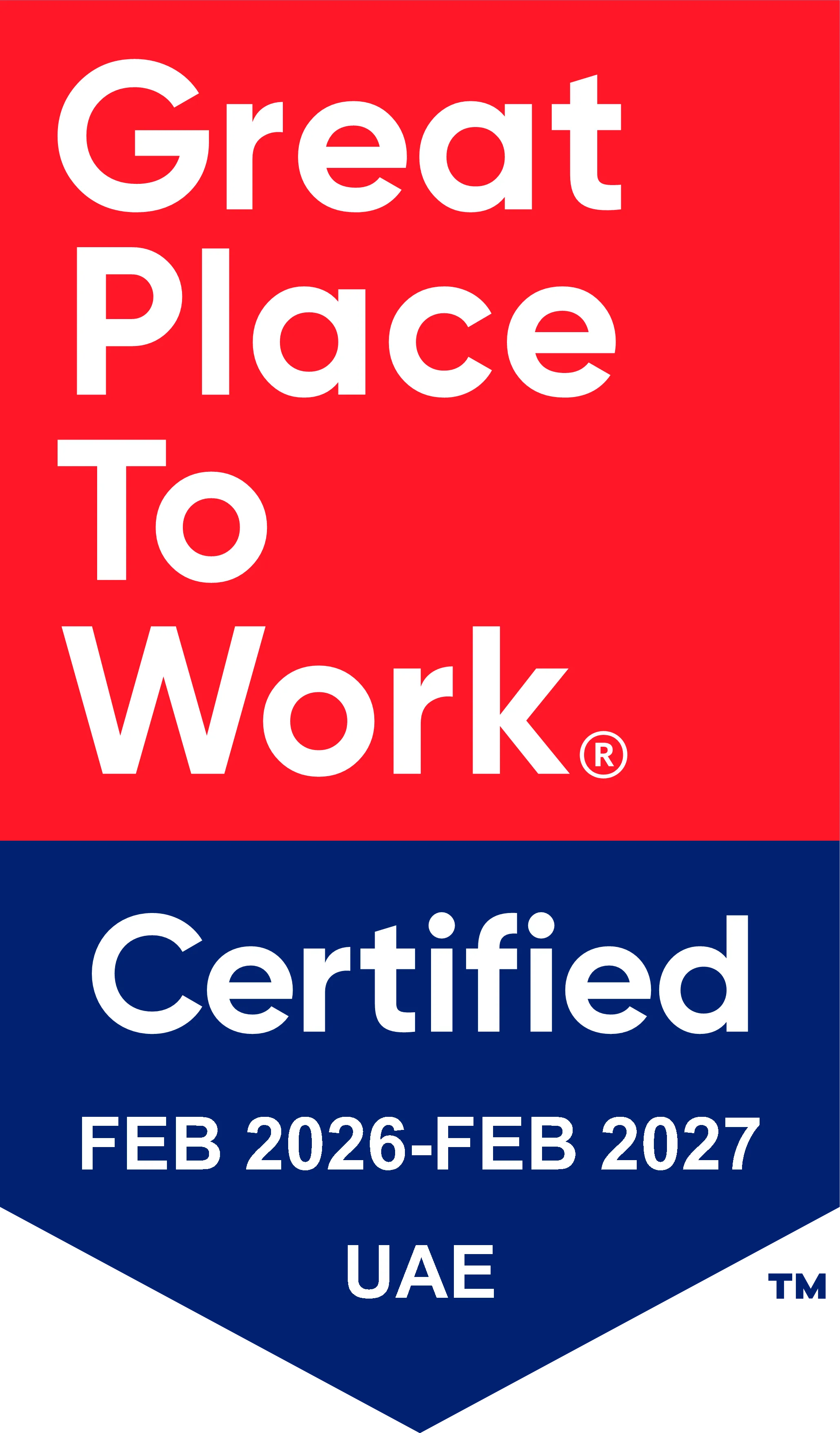 Great Place To Work Certified UAE FEB 2026 - FEB 2027